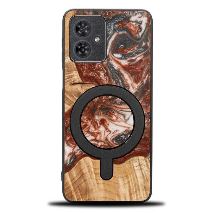 Etui telefon Bewood Unique, Motorola G54 5G, lemn si rasina, 100% protectie, multicolor, 12 luni garantie