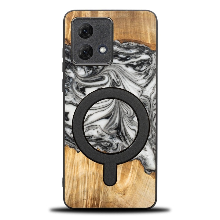 Etui Bewood Unique pentru Motorola G84 5G, lemn si rasina, 100% protectie, compatibil cu MagSafe, multicolor
