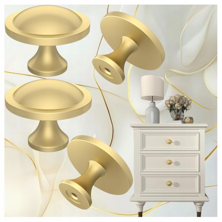 Set manere pentru sertar mobila, 4 buc, auriu mat, 3,85cm x 2,83cm