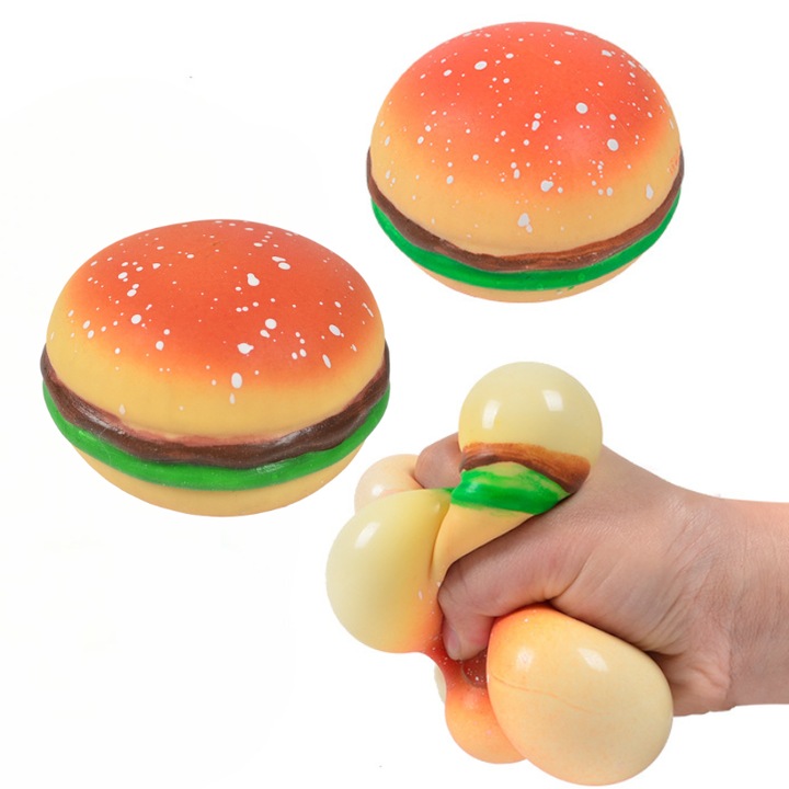 2 db Antistress Hamburger készlet, Valósághű Puha, Squeeze Burger, Szórakoztató Szorítható Labda, Stressz- és Szorongásoldó, Felnőtteknek és Gyermekeknek, Irodai Játék, Szórakoztató Ajándék, Hamburger Alakú Relaxációs Játék