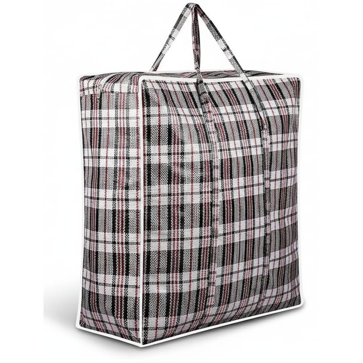 Пътна чанта от рафия с цип / мрежа / пазарска чанта – надеждният партньор за всяко пътуване - черна 60 x 60 x 20