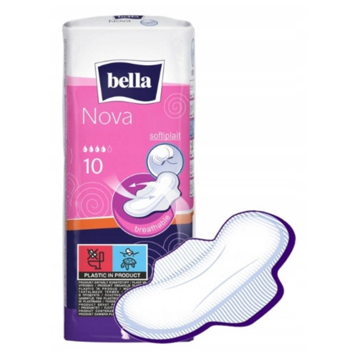 Tampoane Bella Nova cu aripi, 10 bucati, 7 mm, fara parfum, absorbtie 4/5