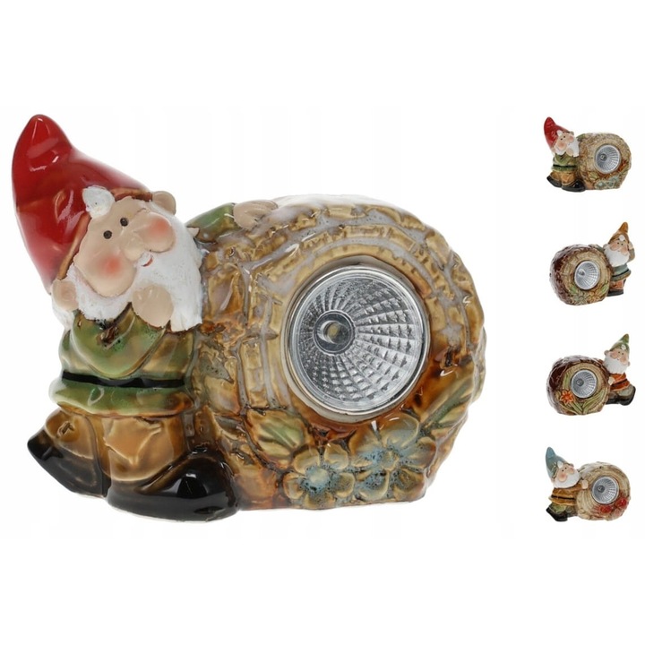 Lampa solara LED decorativa krasnal, multicolor, 10x8 cm, set 1 bucata