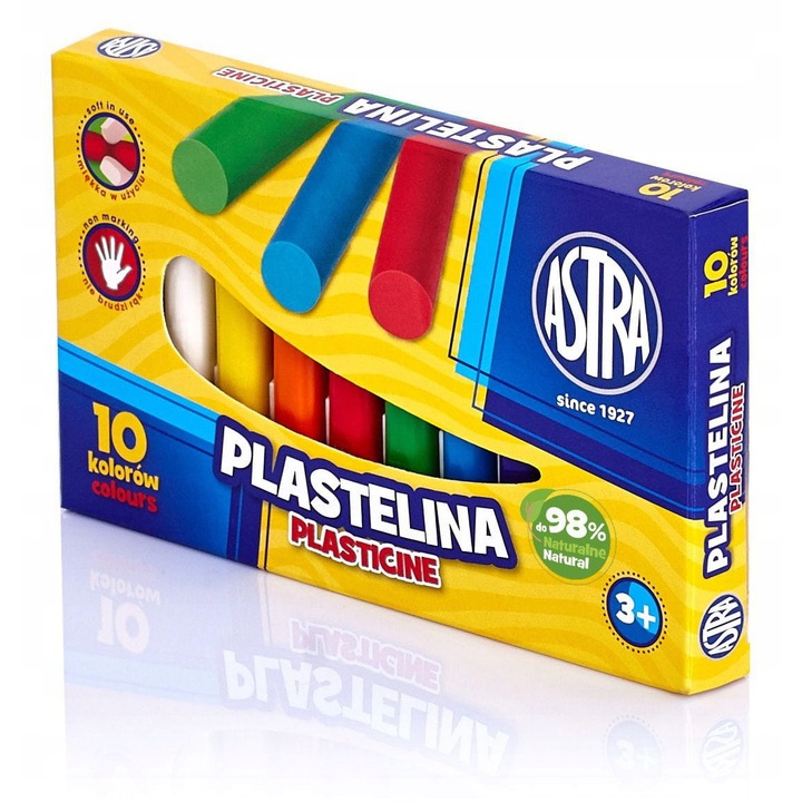 Пластелин, Astra, комплект 10 цвята, многоцветен