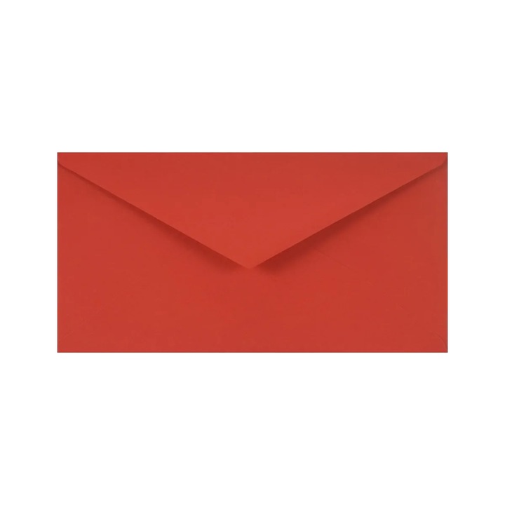 Комплект декоративни пликове, Netuno, Burano, Гладки, Цветни, DL, 11 x 22 см, 90 гр/м2, Червено Rosso Scarlatto, Идеални за покани и поздравителни картички, 25 броя