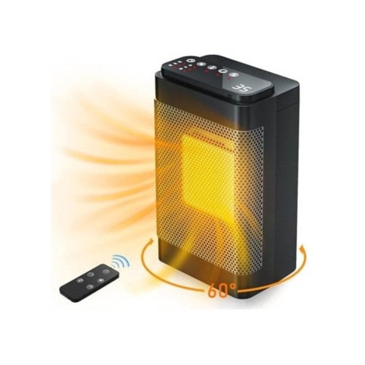 Elektromos hősugárzó 60, digitális termosztáttal, 3 mód, oszcilláló, kerámia, H320
