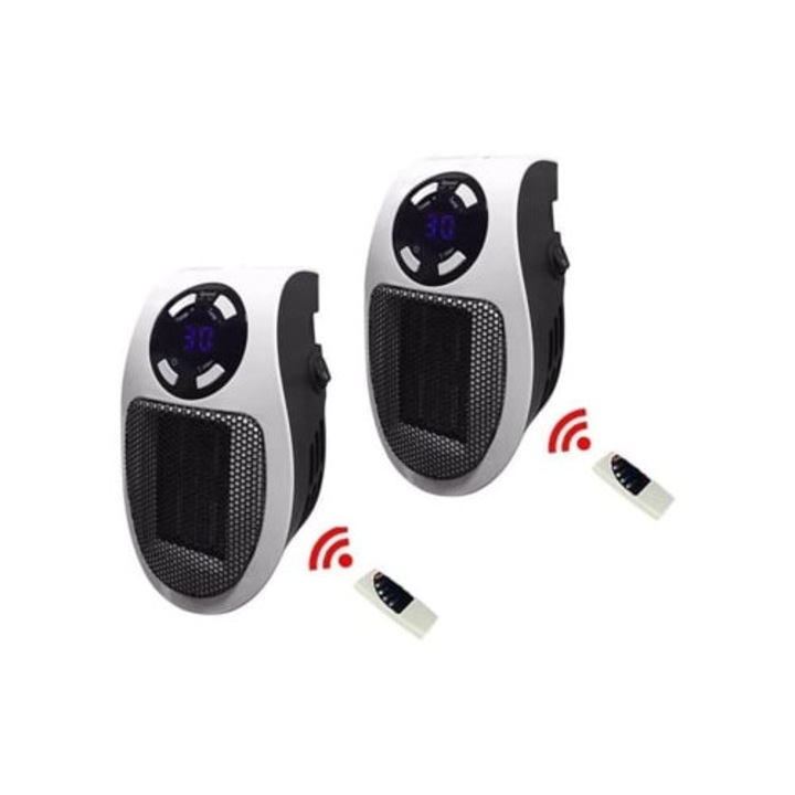 Elektromos kerámia hősugárzó, 2 darab, állítható termosztát, PTC technológia, kompakt, könnyű