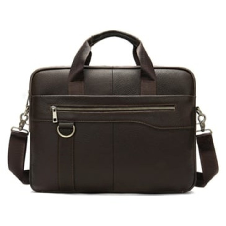 Férfi válltáska természetes bőrből, 8629 modell, kávé színű, laptop számára.