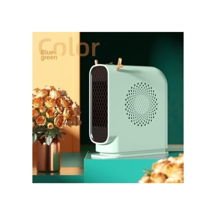 Hordozható elektromos hősugárzó 500W, fűtőventilátor, zöld