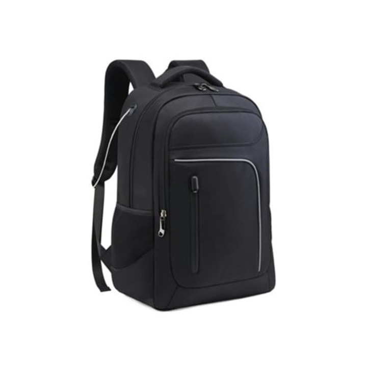 Rucsac laptop extra large, impermeabil, cu port de incarcare USB, negru