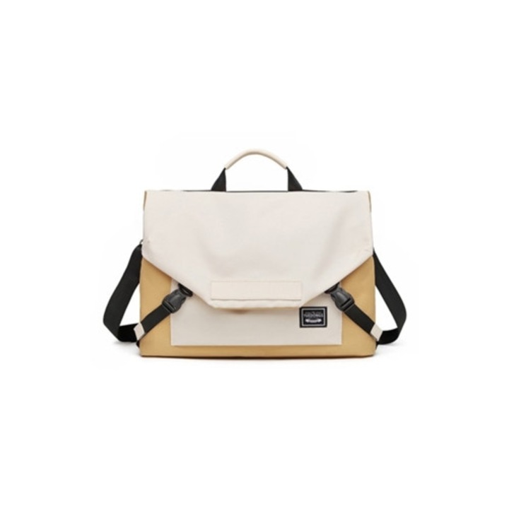 Geanta laptop crossbody alba si galbena M