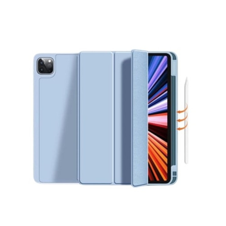 Husa tableta pentru iPad Pro 12.9 2021, cu suport pentru Apple Pencil, albastra