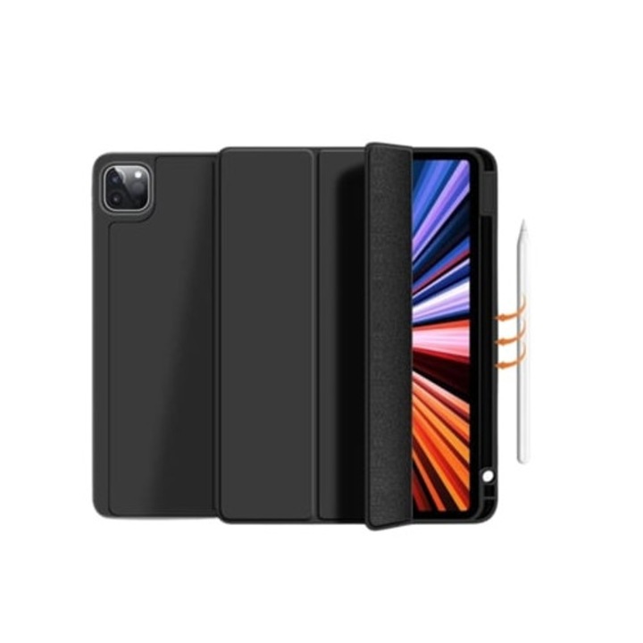 Husa tableta pentru iPad 10.2 2019, cu suport pentru Apple Pencil, neagra