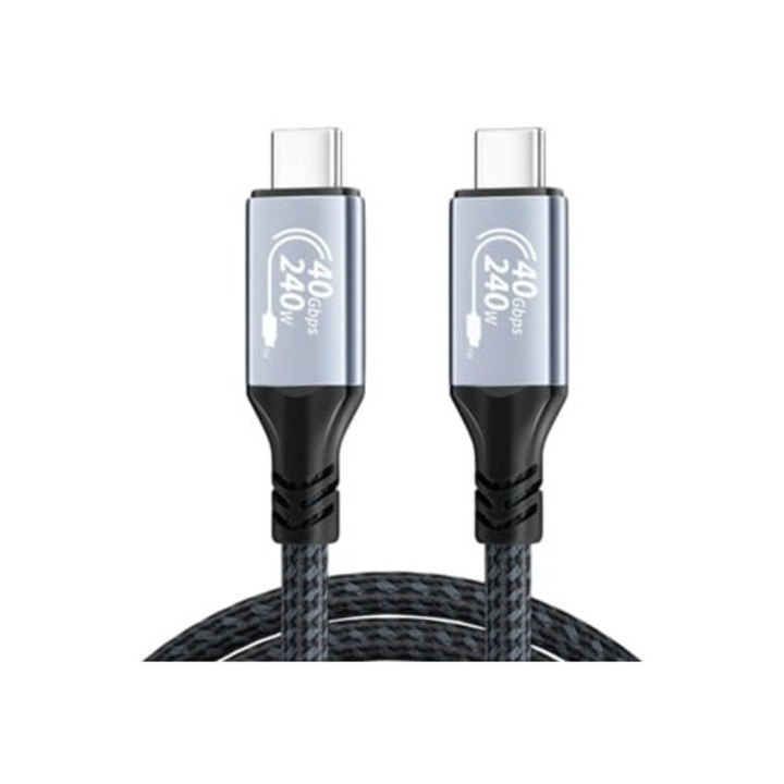 Кабел PD 3.1 100см 240W 40Gbps плетен черен