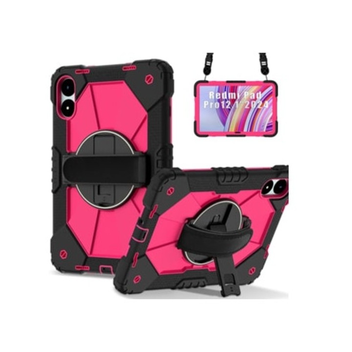 Калъф за таблет Gertiz за Xiaomi Redmi Pad Pro 12.1, защита против падане, черен/розов