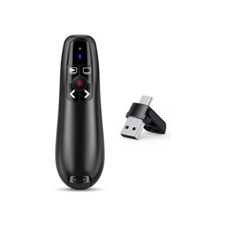 2 az 1-ben vezeték nélküli prezentátor PowerPointhoz, 2,4 GHz