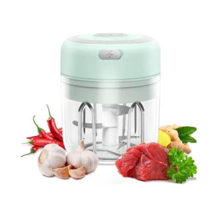 Tocator electric mini GERTIZ 250ml pentru carne, legume, fructe, ceapa, usturoi, verde