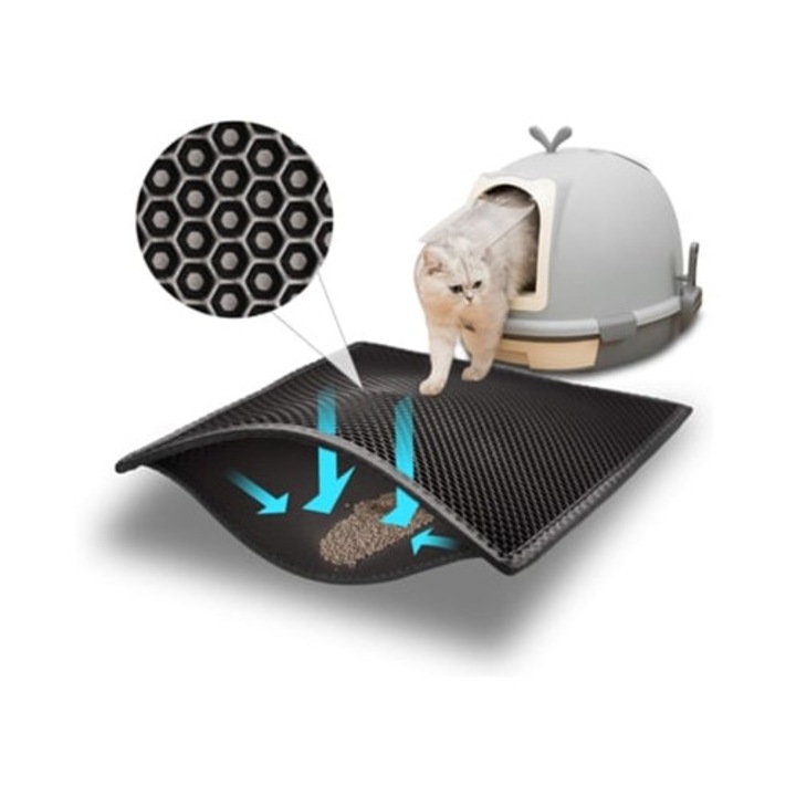 Covoras pentru litiera dubla, impermeabila si lavabila, 45x60cm, neagra