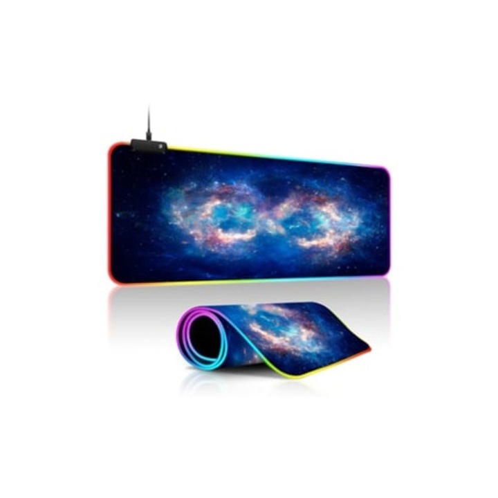 Mousepad LED mare Starry Sky, baza din cauciuc antiderapant, 40x90x0.4cm