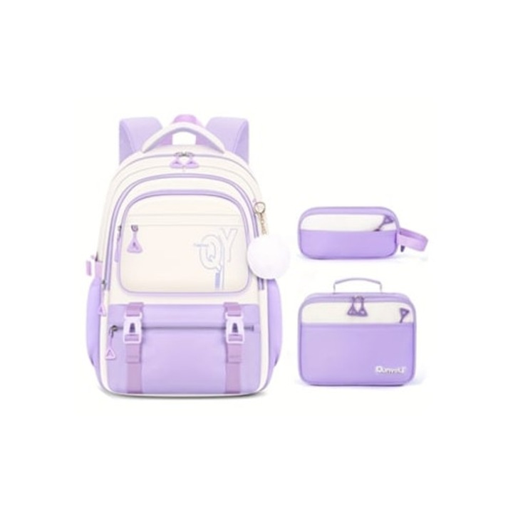 Set ghiozdan student 3 piese, ghiozdan scoala primara cu cutie de pranz, rosu