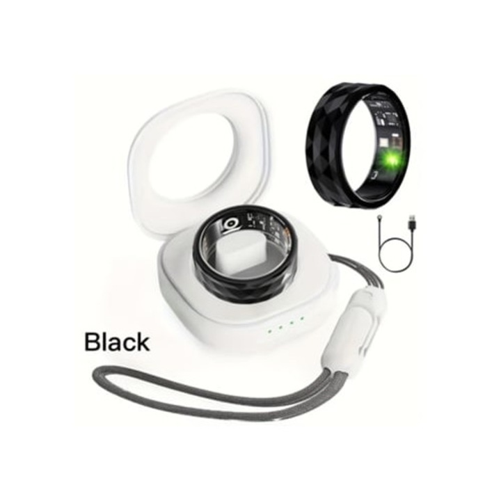 Bratara fitness Gertiz Smart Ring, monitorizare exercitii, culoare neagra, marime 9