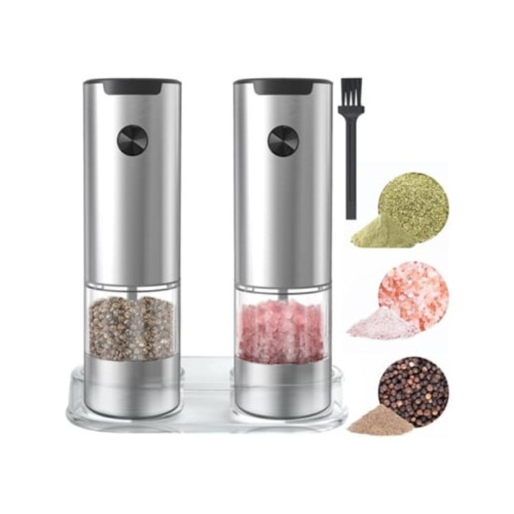 Set rasnite electrice pentru sare si piper, ajustabile, multicolor