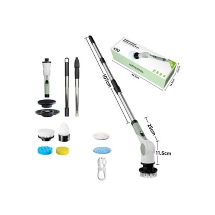 Perie electrica de curatare Gertiz cu 6 capete de perie interschimbabile, 3 viteze ajustabile, multicolor