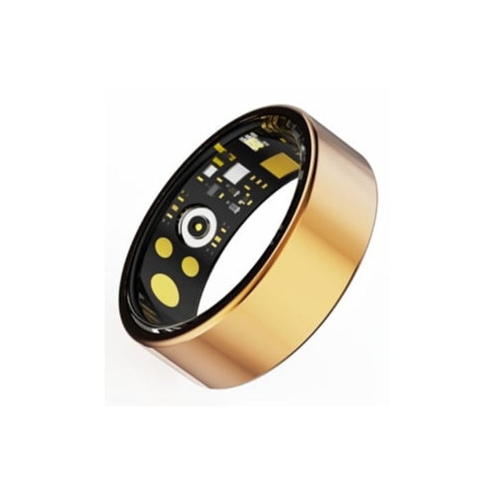 Фитнес гривна Gertiz Smart Ring, безжичен крачкомер, проследяване на съня и упражненията, USB презареждаема, златна, размер 13