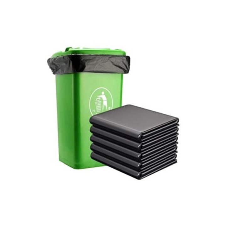 Sac menajer negru, rezistent, set de saci de gunoi, 50x70cm