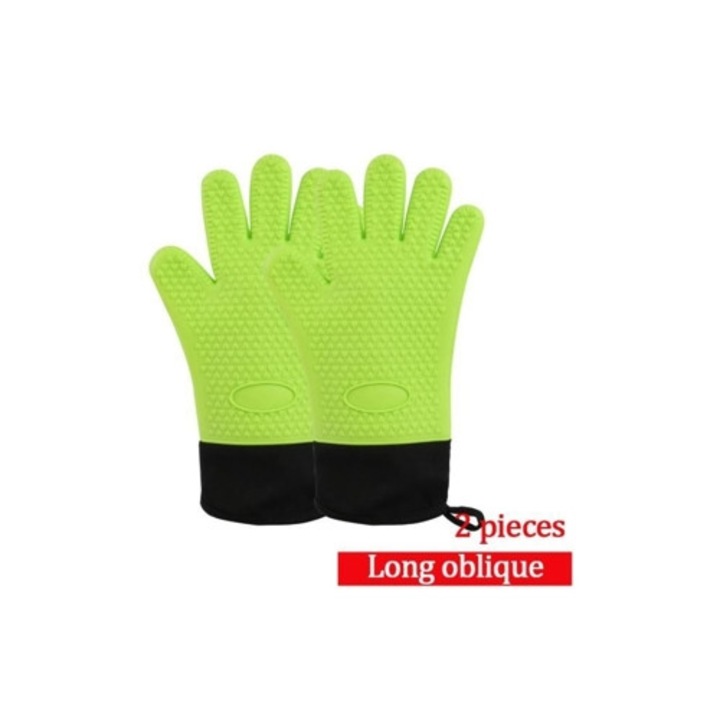 Konyhai kesztyűk, 2 darabos készlet, hőálló, szilikon, zöld