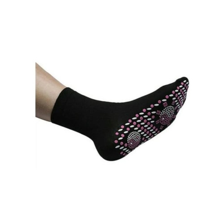 Sosete magnetice cu incalzire automata, din turmalina, terapie prin caldura, negru