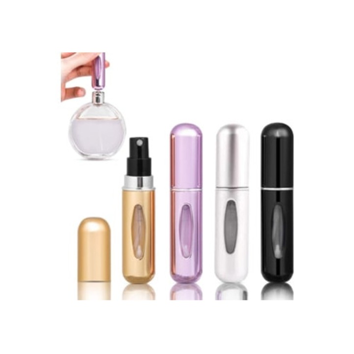 Set 4 recipiente parfum, reutilizabil, 5ml, portabila, multicolor