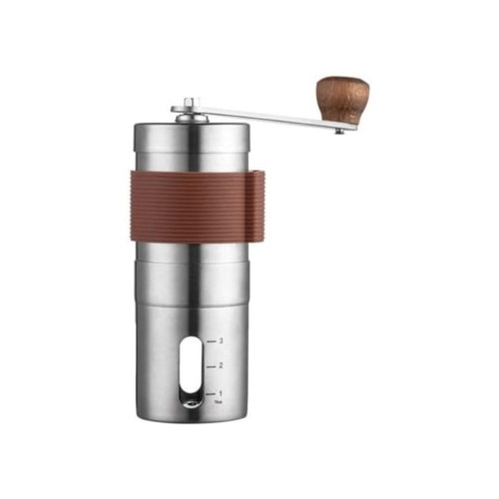 Ръчна кафемелачка, инокс, сребрист/кафяв