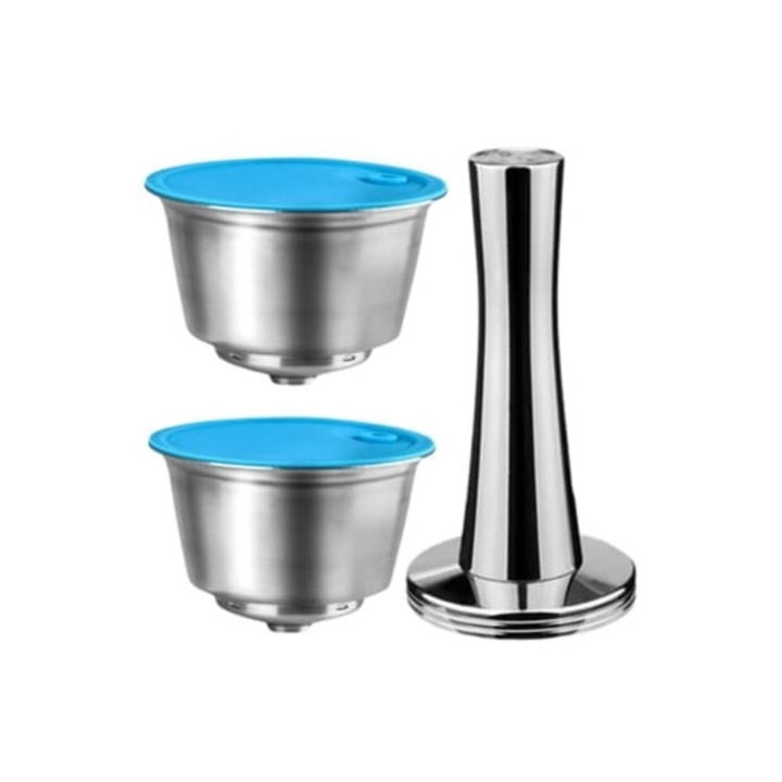 Set de 2 capsule reutilizabile/tamper cafea, inox, pentru Nescafe Dolce Gusto Genio S Basic