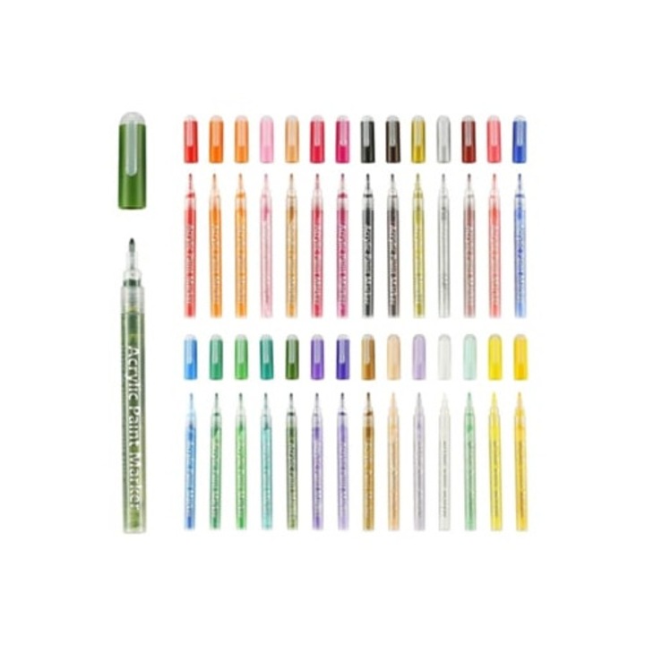 Комплект акрилни маркери 28 ярки цвята, 0.7мм, бързосъхнещи