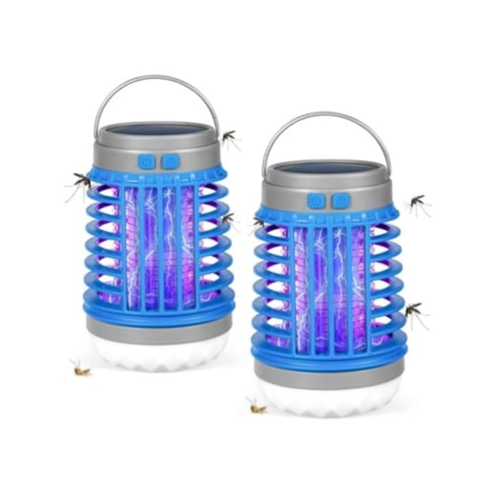 Соларна лампа против комари, комплект от 2 броя, USB презареждаема