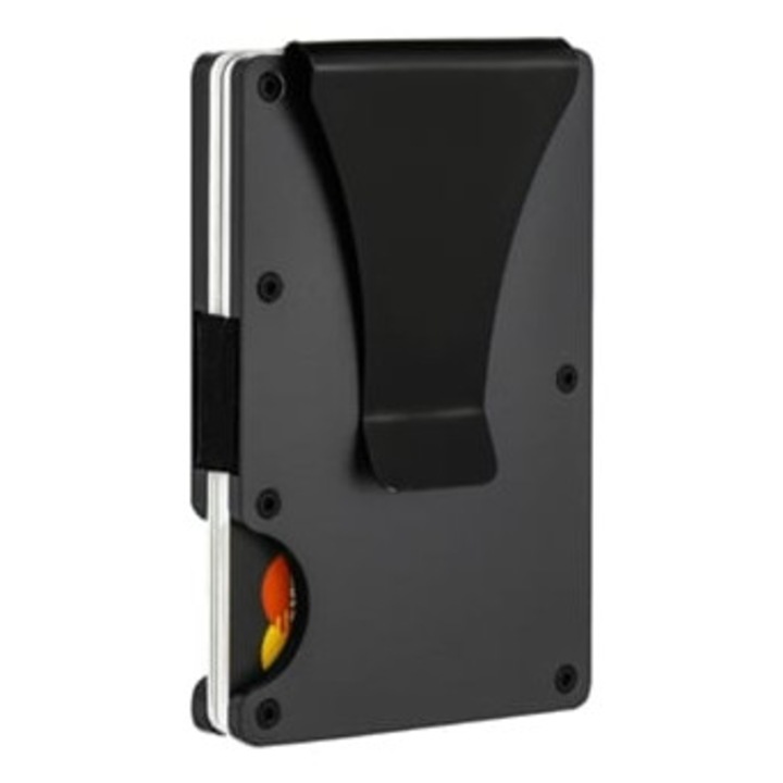 Portofel unisex GERTIZ, suport carduri ultra-subtire, RFID, negru