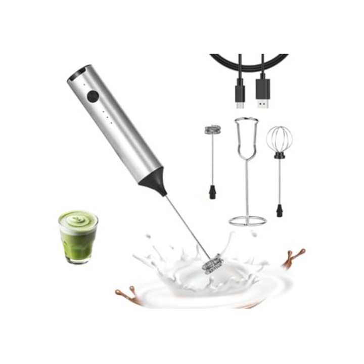 Spumant electric portabil pentru lapte, USB reincarcabil, 3 viteze