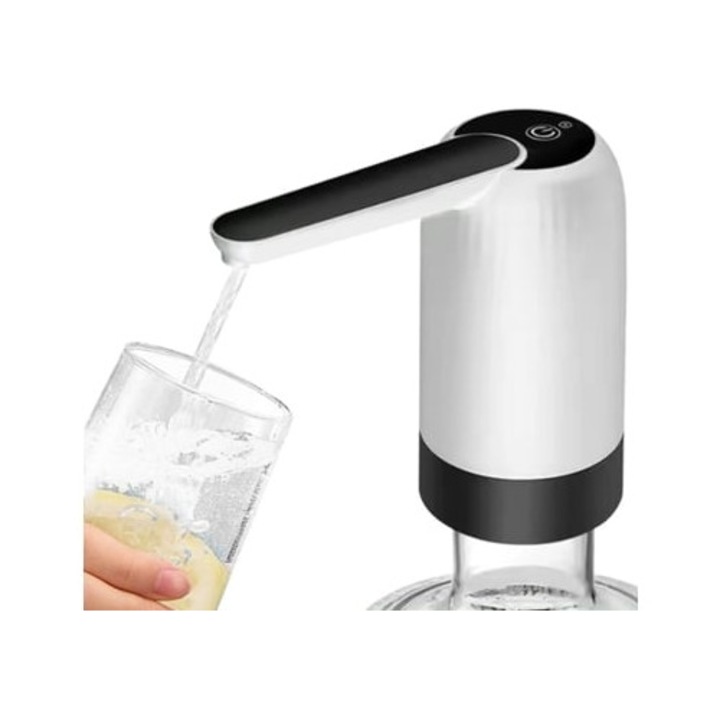 Dozator de apa portabil, 3-5 galoni, electric, incarcare USB, alb