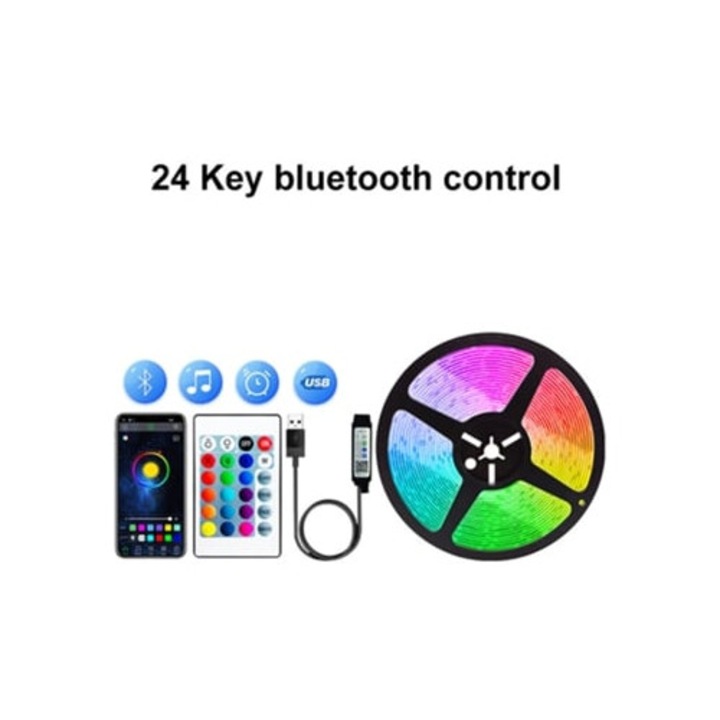Benzile LED, 12 LED-uri, control Bluetooth 24 chei, 5V, 25m
