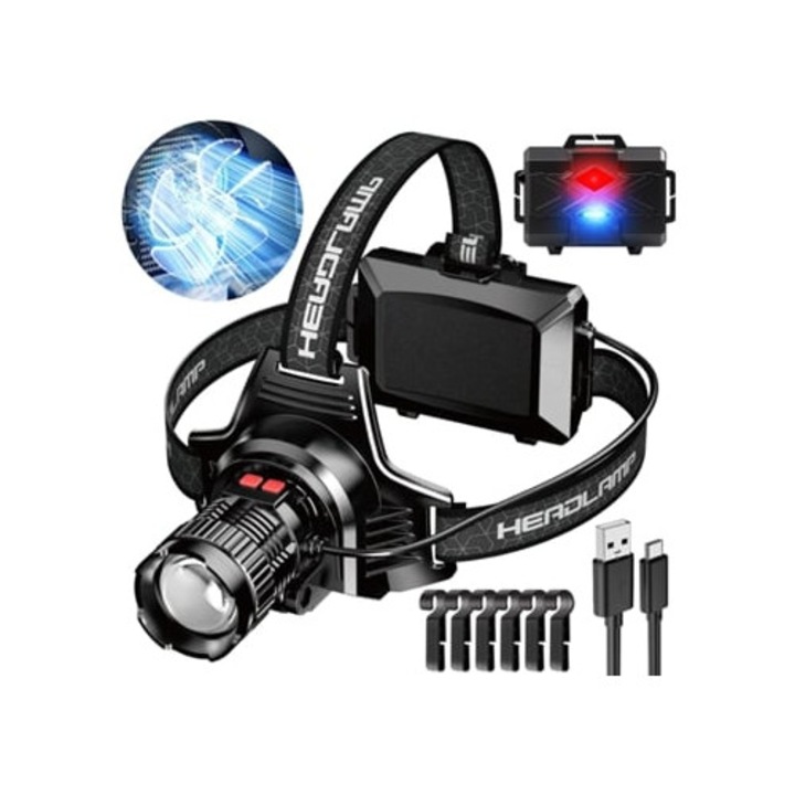 Акумулаторен LED фенер Gertiz, супер ярък, 90 регулируеми светлини, червен, комплект