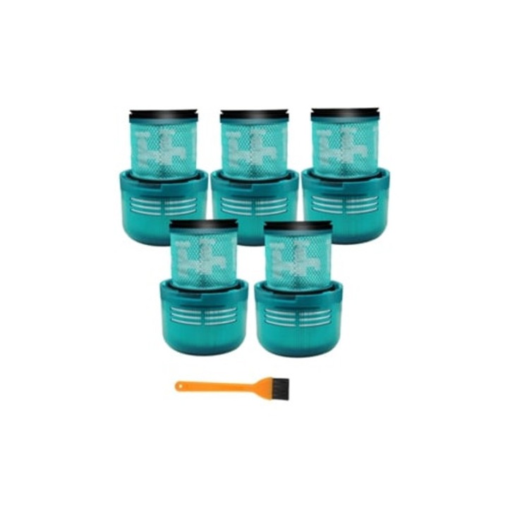 Set 5 filtre HEPA lavabile pentru aspirator Dyson V15 V11 SV14, accesorii cu perie de curatare