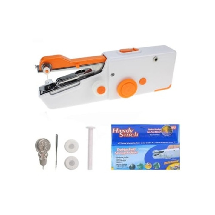 Masina de cusut portabila electrica Gertiz, portocalie, pentru acasa si calatorii