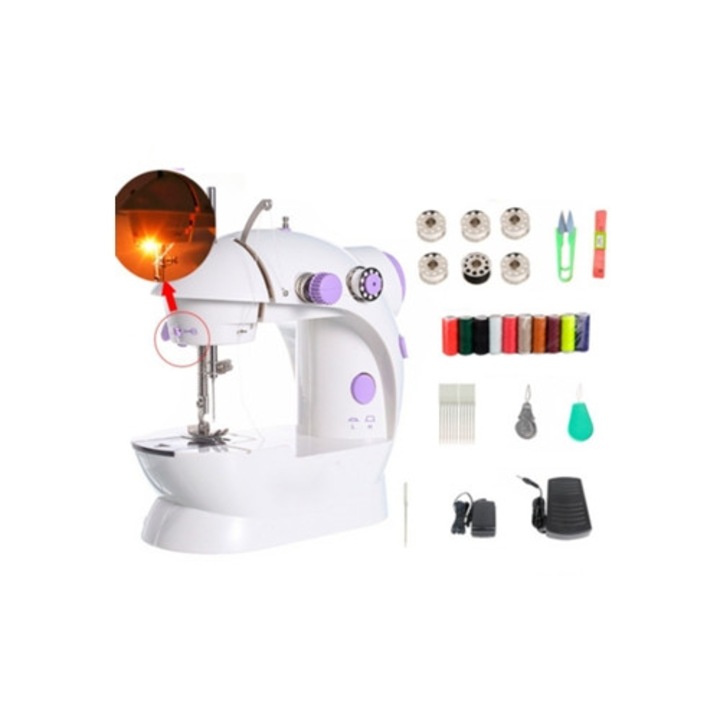 Masina de cusut electrica, GERTIZ, cu 2 viteze, cu pedala, lumina de noapte, pentru incepatori