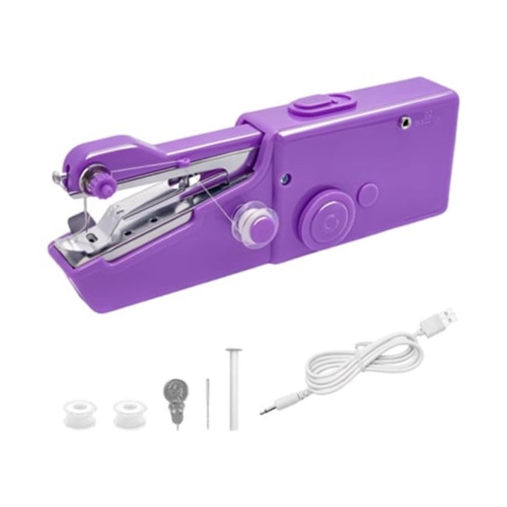 Masina de cusut portabila electrica GERTIZ, pentru acasa si calatorii, mov