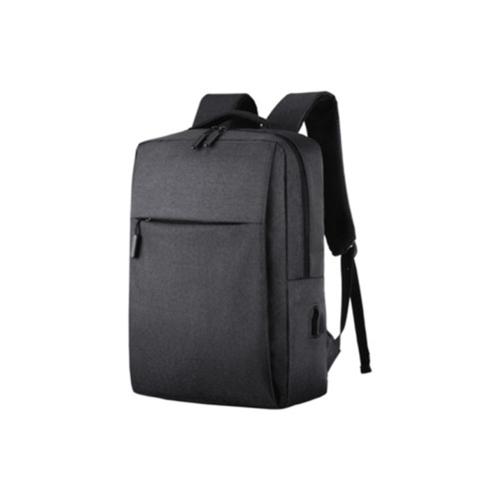 Laptop hátizsák, ultravékony, vízálló, USB töltőporttal, fekete