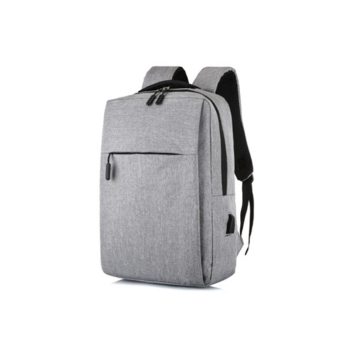 Rucsac pentru laptop, ultra-subtire, impermeabil, cu port de incarcare USB, gri