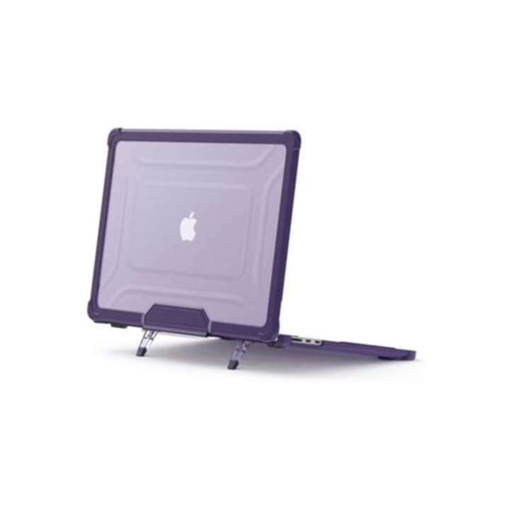 Ütésálló tok Macbook Air 15.3 2023-hoz állvánnyal, lila