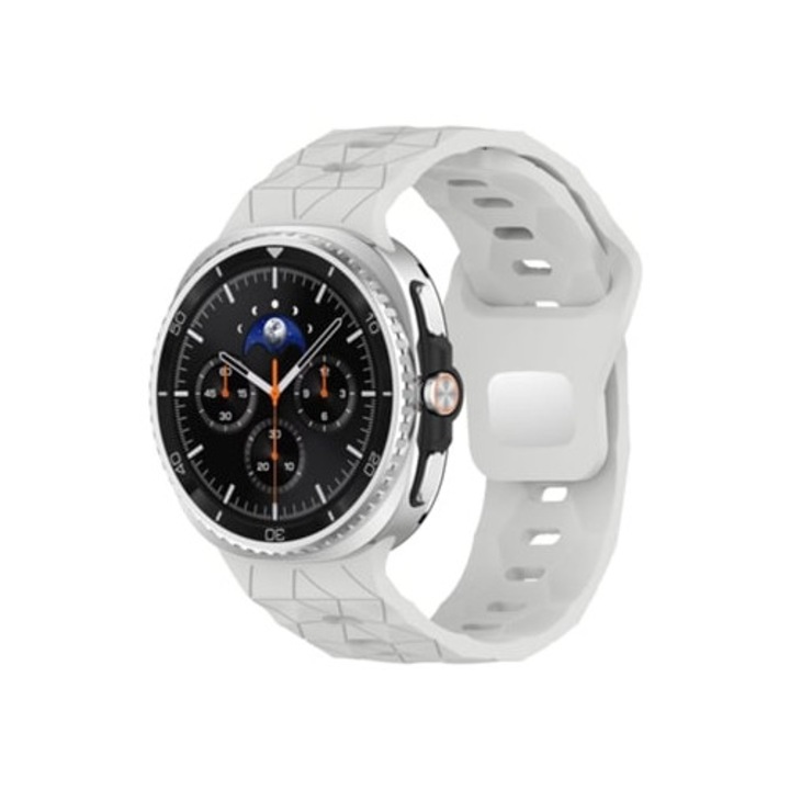 Bratara din silicon pentru Samsung Galaxy Watch 8/8 Classic, textura fotbal, gri deschis