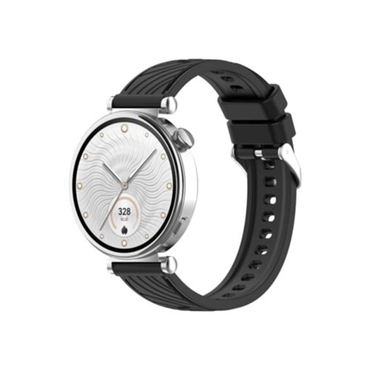 Szíj okosórához, Huawei Watch GT5, szilikon, csíkos, fekete, 41mm